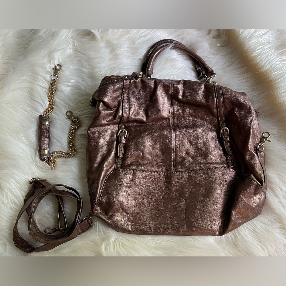 Burnished Copper Satchel with Gold Accents and 3 Optional Straps/Handles